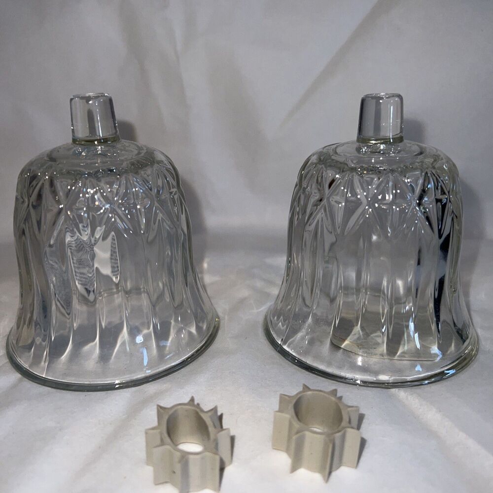 2 Home Interior Homco Clear Crustal Glass Votive Candle Holders 3.25” T X 3.25”